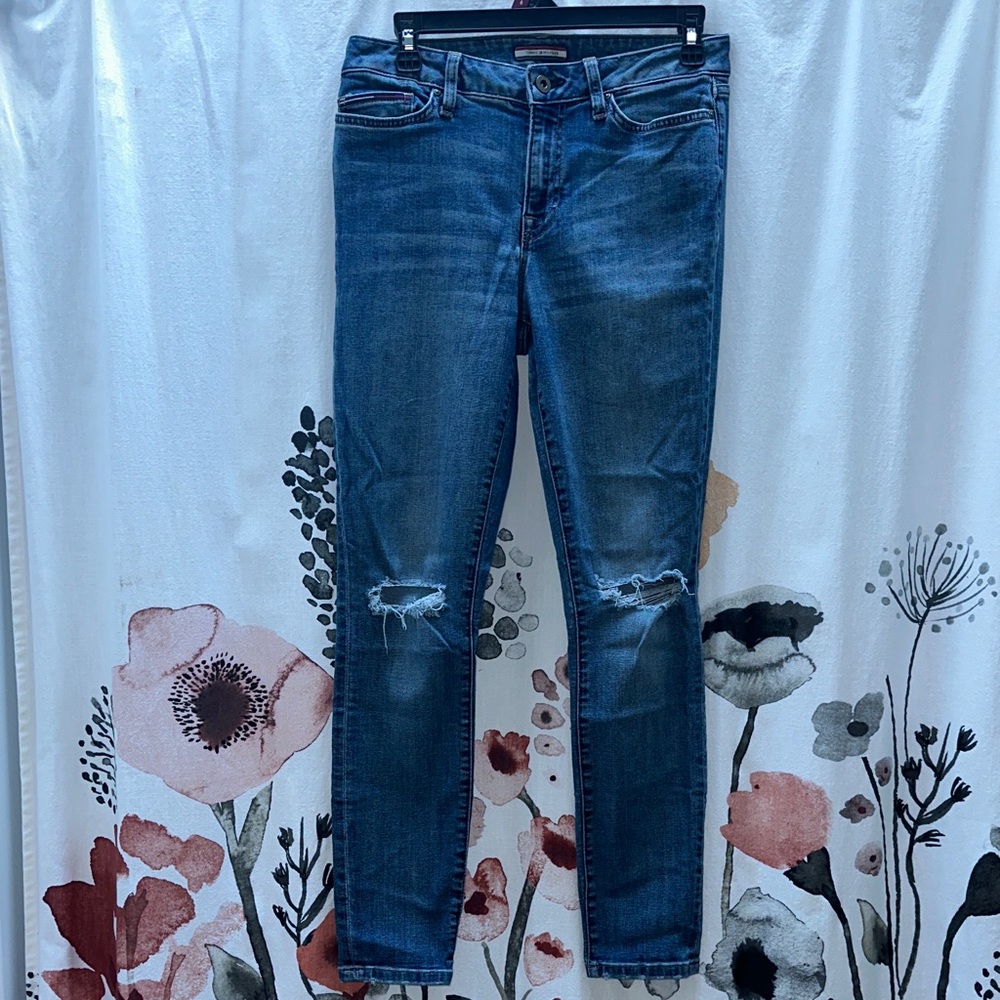 Tommy Hilfiger Blue Ripped Skinny Jeans